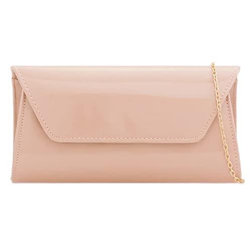 Image of UShopUK Stylish Patent Leather Bridal Prom Wedding Evening Party Clutch Purse Hand Bag (Nude)