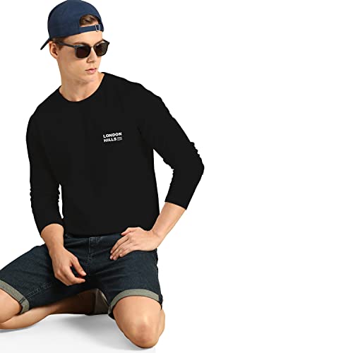 London Hills Men's Cotton Regular Fit Printed Round Neck Full Sleeve T-Shirt