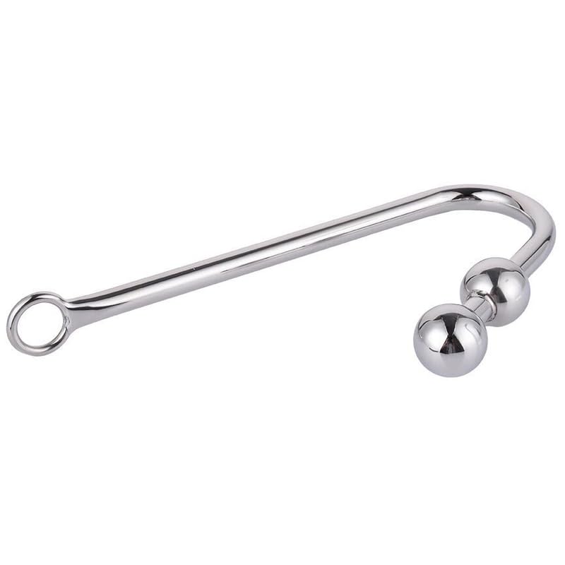 Bondage Masters Crochet de bondage double boules en acier anal/vaginal, Rope Master, argenté
