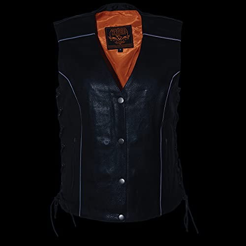 Image of Milwaukee Leather Women's Premium Classic Leather Motorcycle Rider Vest w /Adjustable Side Laces