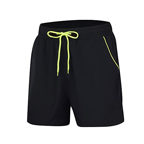 MANLUODANNI Short de Bain Homme Mallot de Bain été étanche Piscine Plage Séchage Rapide avec Poches Noir M Cover