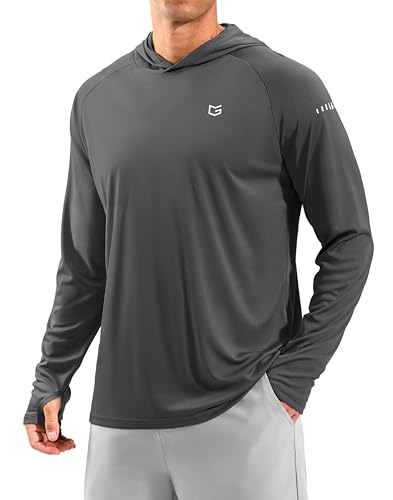 Image of Men's Sun Protection Hoodie Shirts Long Sleeve UPF 50+ Swim Shirts for Men Rash Guard Fishing Shirt Quick Dry