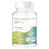Huile de nigelle 1000mg, 360 gélules, 1000mg par jour, pressée à froid, hautement dosée, complément alimentaire sans stéarate de magnésium, fabriquée en Allemagne