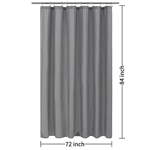 Image of ALYVIA SPRING Extra Long Waterproof Fabric Shower Curtain Liner Grey, 72x84 | 3 Magnets, Soft Cloth & Hotel Quality, Machine Washable, Light-Weight, Extra Long Size