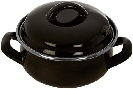 Porter Mini Casserole Dish with Lid, Wide Handles, Enamel, 0.5 litres - Black - Image 4