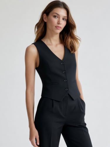 Image of ROCKSY V Neck Waistcoat for Women | Sleeveless Formal Jacket Top | Office Wear Regular Fit Blazer Vest.