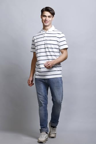 Image of GODFREY Men Cotton Regular Fit Cotton Half Sleeve Collar Tshirt Size-XXXL-Large(3XL /46),White
