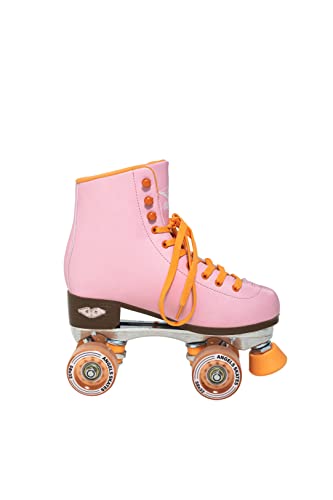 Angels Skates Kids' & Women's Roller Skates - Premium Quality Pu Leather Quad Roller Skates - Non Adjustable Perfect Indoor Outdoor Girls Retro Roller Skates - 1-13 Sizes (2.0 Sunset Pink, 7) #TOP1