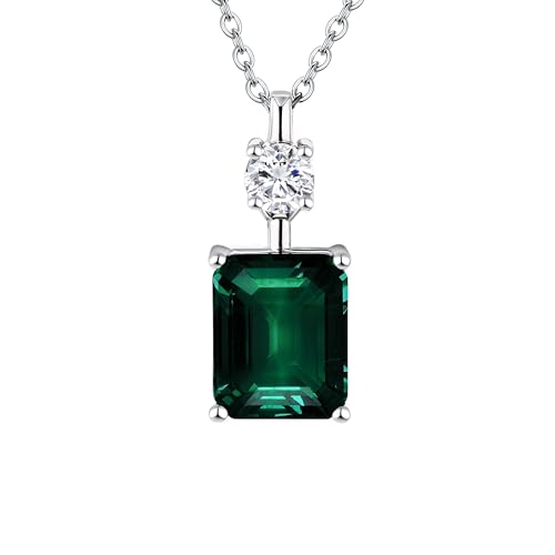 18K White Gold Plated Silver Necklace With 4.25 TCW Lab Grown Sapphire/Lab Grown Emerald/Lab Grown Ruby in 16/18