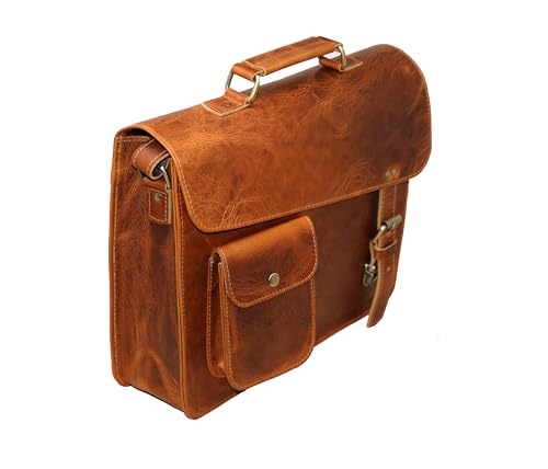 jaald Leather Messenger Bag Laptop Case Briefcase Brown Distressed Shoulder Bag Compatible With Ipad & Tablet3