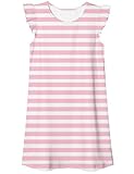 Funnycokid Girls Nightgowns Size 5 6 Pajamas Dress Nightshirt Kids Ruffles Sleeve Sleepwear 5-6T Pink stripes