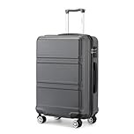 Kono Suitcase Lightweight ABS+PC Hard Shell Hand Luggage Trolley Travel Cabin Carry-on with TSA Combination Lock and 4 Wheels (20", Grey)