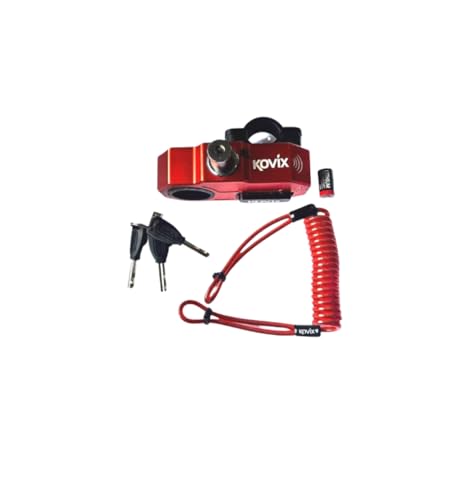 Trava Manete Moto Reforçada Com Alarme Kovix Khl Vermelho