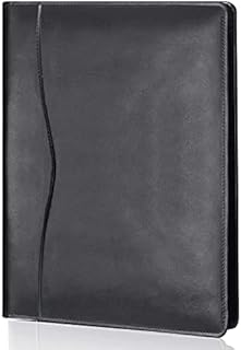Leather Portfolio Folder Padfolio, Business Padfolio Organizer Document Planner Portfolio Binder Storage Pocket for Legal Pad Holder Paperwork Phone Men Women (Black)