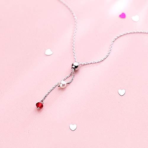 Collier long argent anti-ternissement pendentif perle cristal fin pour femme