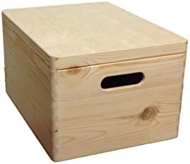 homedecoart ltd Large Unpainted Wooden Chest Box -Tool Storage Box -Unfinished Toy Box - Christmas Eve Box- Keepsake Box- 40x 30x 24cm