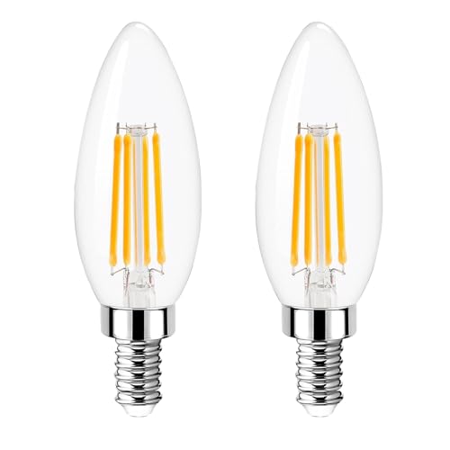 LED電球 E12 口金 全方向 シャンデリア 40W形相当 口金直径12mm C35 電球色 2700K フィラメント 360° レトロ 演色性 クリアタイプ 密閉器具対応 4W 省エネ チラツキ少ない シャンデリア風 ロウソク型 キャンドル led照明