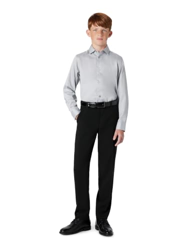Image of Calvin Klein Boys Flat-Front Bi-Stretch Dress Pant, Straight Leg Fit, Belt Loops & Front Pockets