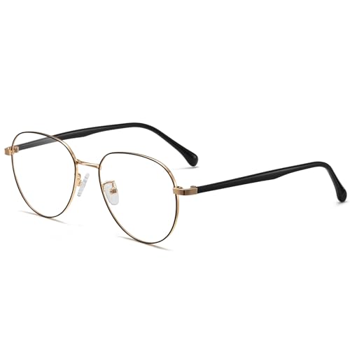 Lunettes anti lumière bleue rondes en métal ANRRI pour homme et femme