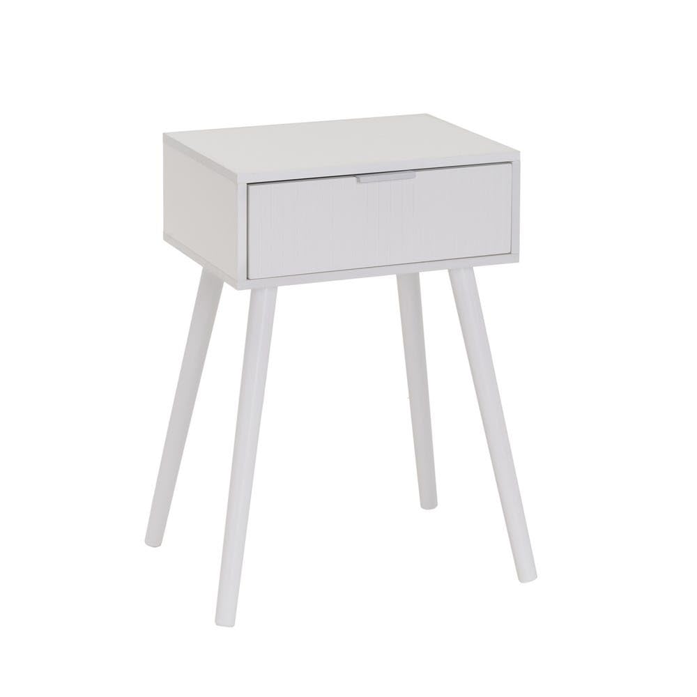Table d'appoint blanche à tiroir fini le désordre dans la chambre