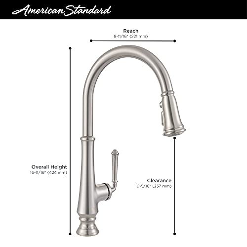 American Standard 4279300.075 Delancey Pull-Down Kitchen Faucet with Sprayer, Stainless Steel