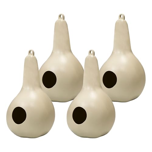 Heath Purple Martin Gourds, Pack of 4 – Expand Your Martin Colony, Off-White Color with Drainage, Pre-Drilled for Easy Hanging