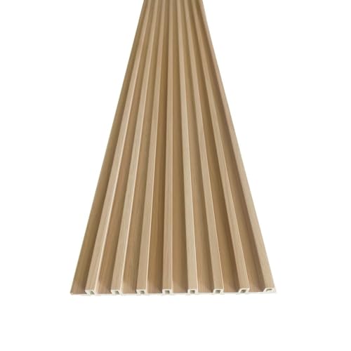 FLOORINTEX Panel de listones 3D acústico - (Panel 250x17x1,4 cm., Roble Natural) Paneles de composite WPC imitación Madera Revestimiento de Listones Friso de Listones