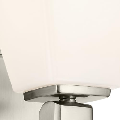 Image of Kichler Marant 5 inch 1-Light Wall Sconce Bathroom Light Fixture with Opal Glass in Brushed Nickel for Bathroom, Powder Room, Hallway, Fireplace (5 inch W x 9.5 inch H), 55214NI