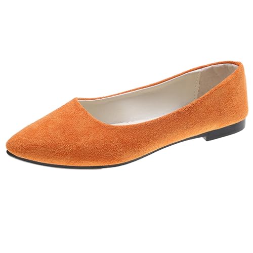 Generisch Bailarinas mujer colores punta punta parte delantera superficie terciopelo tallas grandes ajuste para trabajo ballet inspirada suela plana suave elegante zapatos de verano, naranja, 38 EU