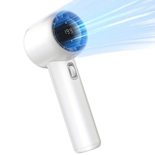 CuzyFeelin Portable Handheld Fan - High Speed Small Mini Turbo Fans - 16H Cooling Time Rechargeable Battery Powered Fan with Digital Display - for Travel/Camping, Gifts for Women/Men