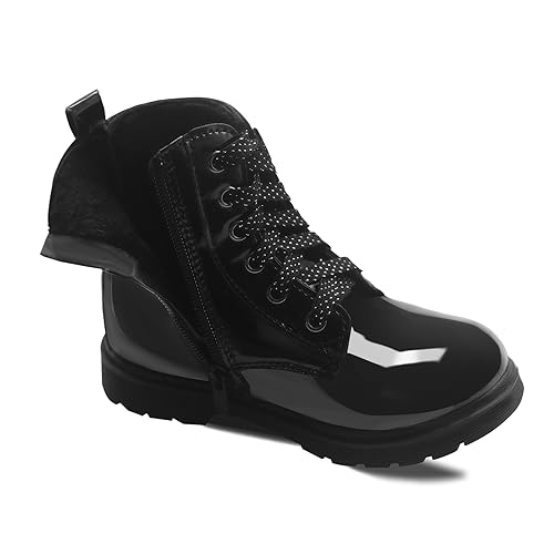 TZJS Girls Ankle Boots Girls' Lace Up Outdoor Combat Boot Kids Lightweight Hiking Shoes with Side Zipper for Toddler/Little Kid3