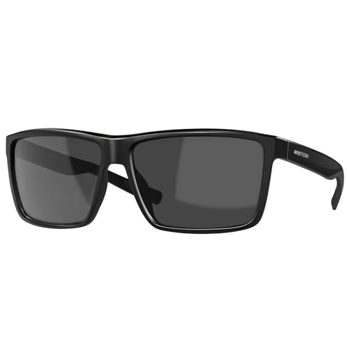 WISTON Polarized Sunglasses for Men Women Large Rectangular Classic UV400 Protection Driving Fishing Shades Sun Glasses Black/Black