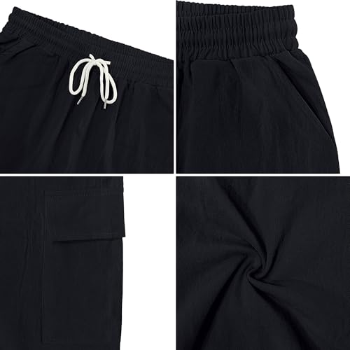 Image of Mens Linen Shorts Casual Drawstring Elastic Waist Cargo Vacation Lightweight Breathable Summer Beach Shorts for Men