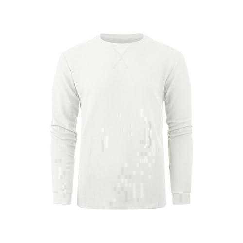 Image of 3 Pack Mens Waffle Shirts Long Sleeve Casual T-Shirt | Lightweight, Regular Fit, Waffle Knit, Crew Neck, Stylish Design, Pullover Top, Work, Daily