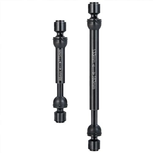 JGGZONE 2Pcs RC Drive Shaft Steel Driveshaft Front Rear Center Drive Shaft Dogbone Compatible with 1/10 RC Crawler Car Axial SCX10 III AXI03006 Replacement (88-115mm & 133-163mm, Black)