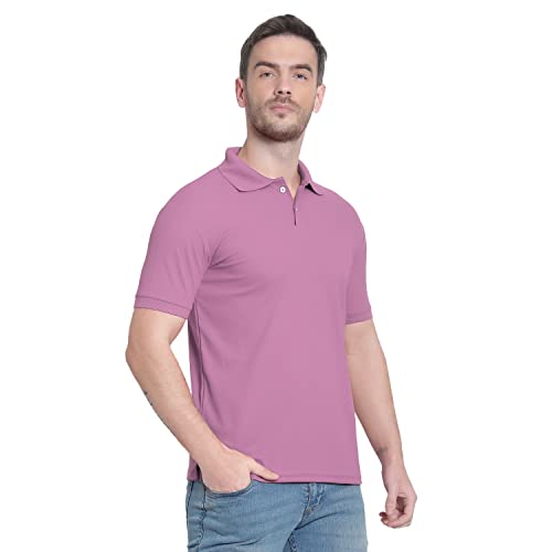 Image of Men's Poly Cotton-Matty Tshirt with Regular Fit Solid Pattern Half Sleeve Standard Length and Button Down Closure|Men's T-Shirts
