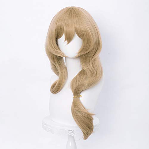 LABEAUTÉ Anime Brown Lisa Wig Curly Wavy Anime Hair Wig with Bangs for Halloween Party + Free Cap