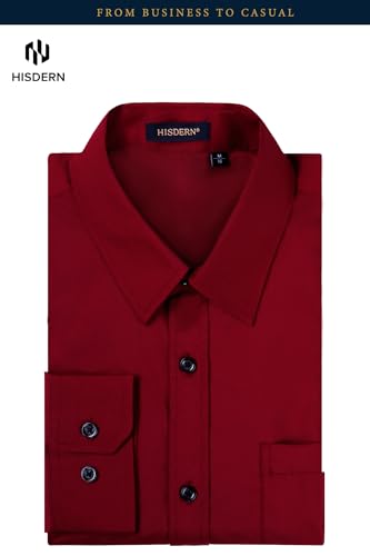 Image of HISDERN Mens Dress Shirts Long Sleeve Button Down Casual Shirts for Men Inner Contrast Formal Business Tuxedo Wedding Shirt