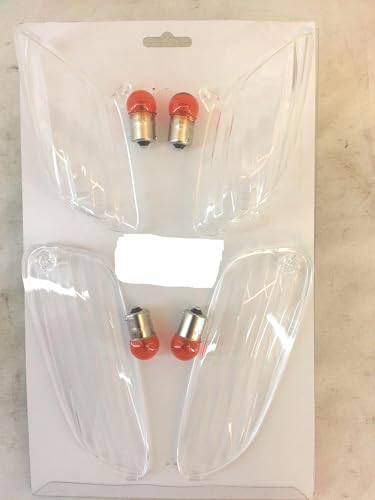 Kit 4 gemme freccia trasparenti compatibili con APRILIA SR 50 R Factory – -incluse 4 lampadine arancioni 12V 10W –
