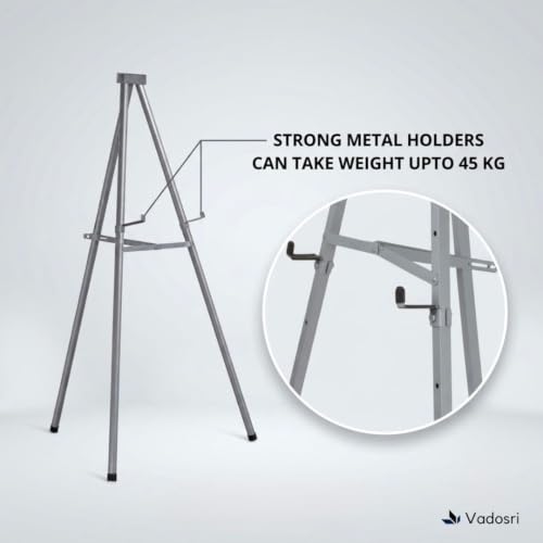 Image of 6-FT Folding Easel Stand for Whiteboards, Grey | Heavy-duty easel with adjustable height. Supports boards up to 5x4 ft. Stable, portable & durable.