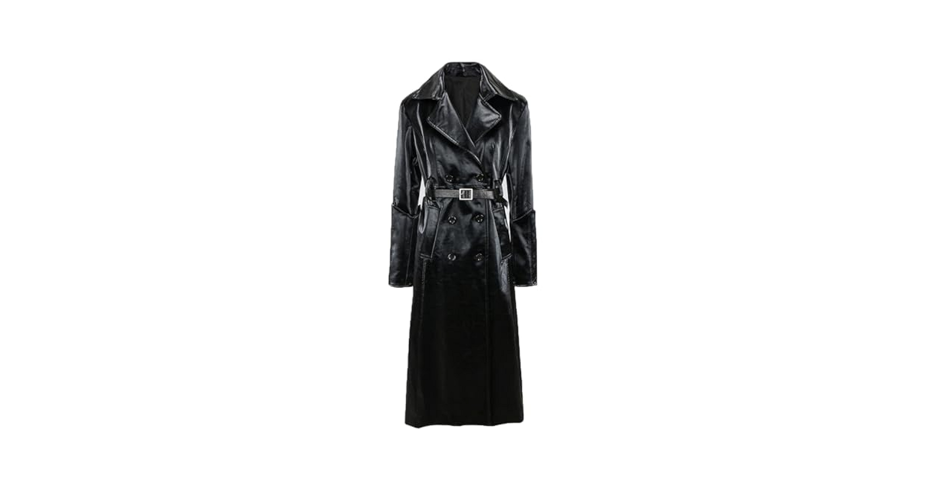Amazon.com: Autumn Long Shiny Reflective Leather Trench Coat