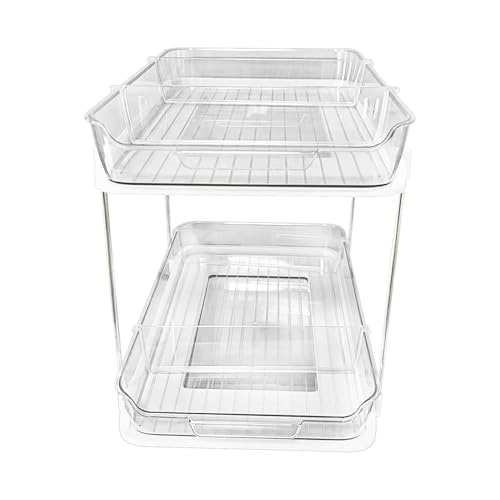 Estantes de almacenamiento ajustables para debajo del fregadero, organizador multiusos para baño y cocina, estante expandible para suministros de limpieza, artículos de tocador y gabinetes del hogar