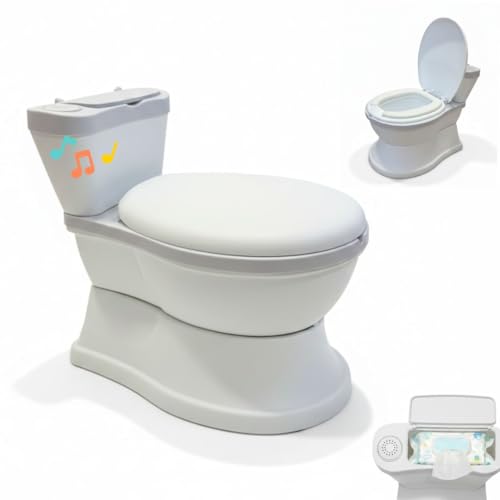 BATHBY Orinal Infantil Portátil con Música, Diseño Tipo WC, Asiento Acolchado, Base Antideslizante, Recipiente Extraíble y Soporte para Papel | Orinal Educativo para Aprender a Ir al Baño