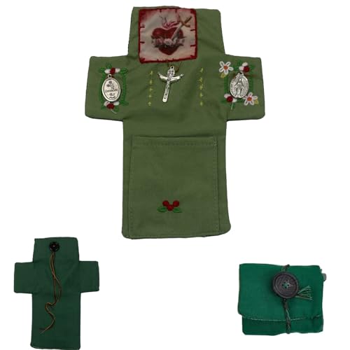 wepgjwmao Prayer Quilt with Cross Inside - Pocket Prayer Mini Scripture Quilt - Handmade Sew Pocket Shrine Prayer Quilts - Christian Spiritual Encouragement Gift (Green)