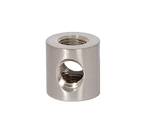 Image of B&P Lamp 4-Way Brass Arm Back, All Holes Tapped 1 /8IP, 3 /4 Inch Height by 3 /4 Inch Diameter, Satin Nickel Finish