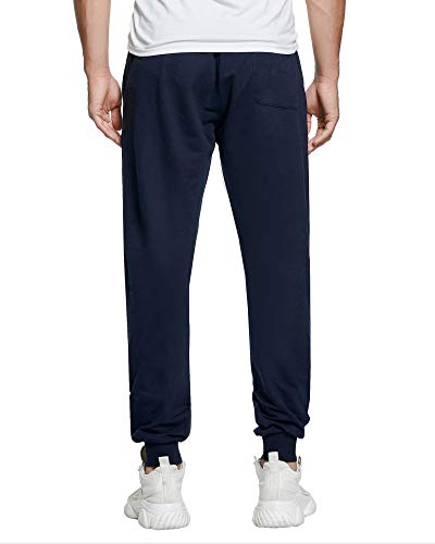 Czzstance Men's Joggers Sweatpants Cotton Casual Pants With Pockets Drawstring Gym Workout Athletic Training Pants Navy Medium #TOP2