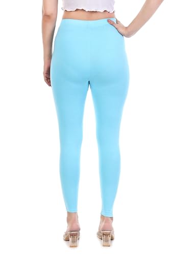 Image of TPF Women Solid Cotton Lycra Stretchable Leggings | Comfortable Ankle-Length Slim Fit Leggings for Women & Girls | Soft, Breathable Wear Bottoms