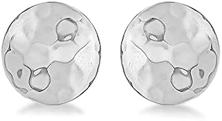 Tuscany Silver Sterling Silver Round Hammered Stud Earrings