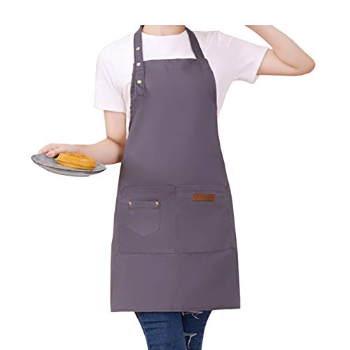 Watwass Baumwolle Leinwand Schürzen Grau für Stylist Barkeeper Gärtner Kellnerin Maids Schürze Mann Verstellbare Träger mit Tasche Cover