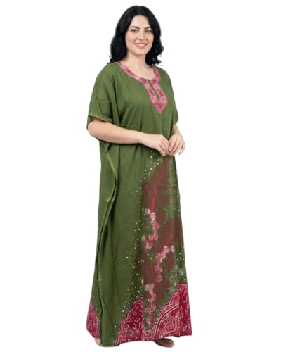 Image of Oussum Women Polyester Casual Long Plus Size Beach Caftan Cover Up Maxi Dress 1X-3X Summer Kaftan Dresses for Women